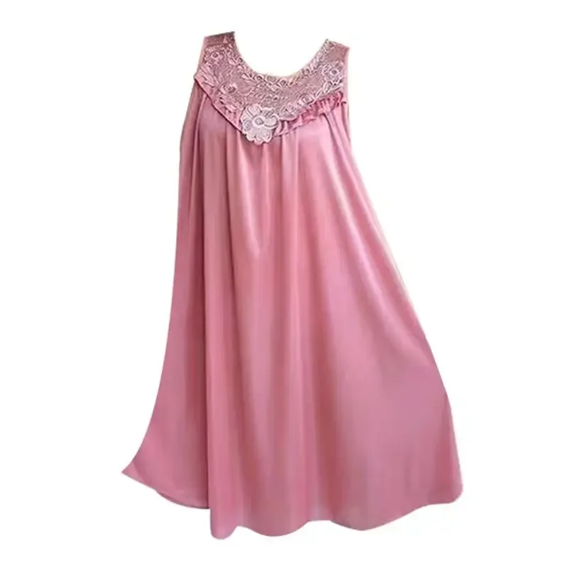 

Lace Ice Silk Sleepwear Loose Women's Suspender Nightgown Simulation Silk Thin Style Cool Women's Sleepwear