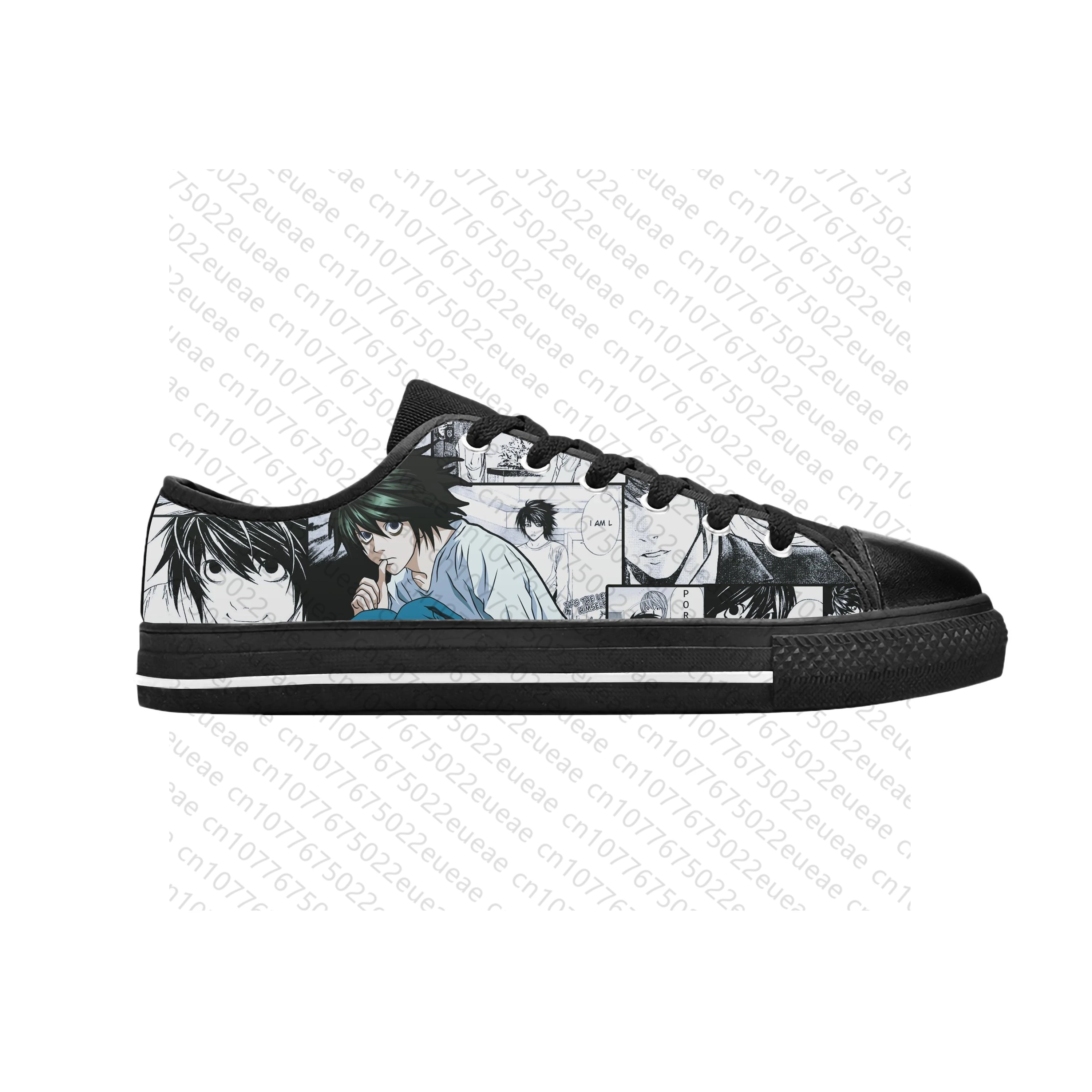 Japanese Anime Cartoon Manga Death Note L Lawliet Casual Cloth Shoes Low Top Comfortable Breathable 3D Print Men Women Sneakers