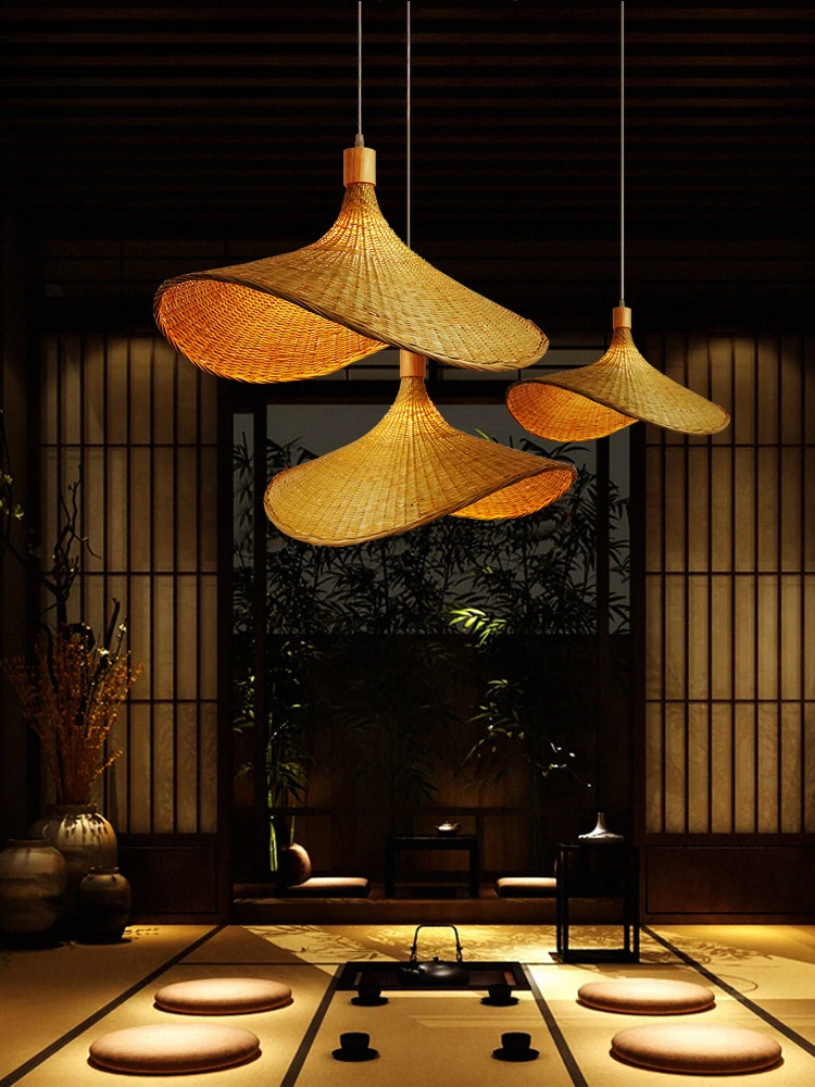 

Bamboo staircase chandelier tea room Zen living room Japanese restaurant, retro lamp quiet wind homestay