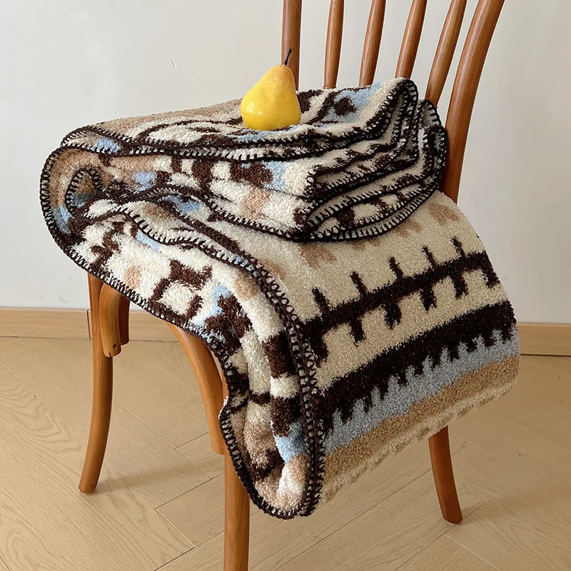 Bohemian Style Blanket Multi Functional Casual Sofa Carpet Fall Winter 2026 New A-Class Color Blocking Office Nap Blankets