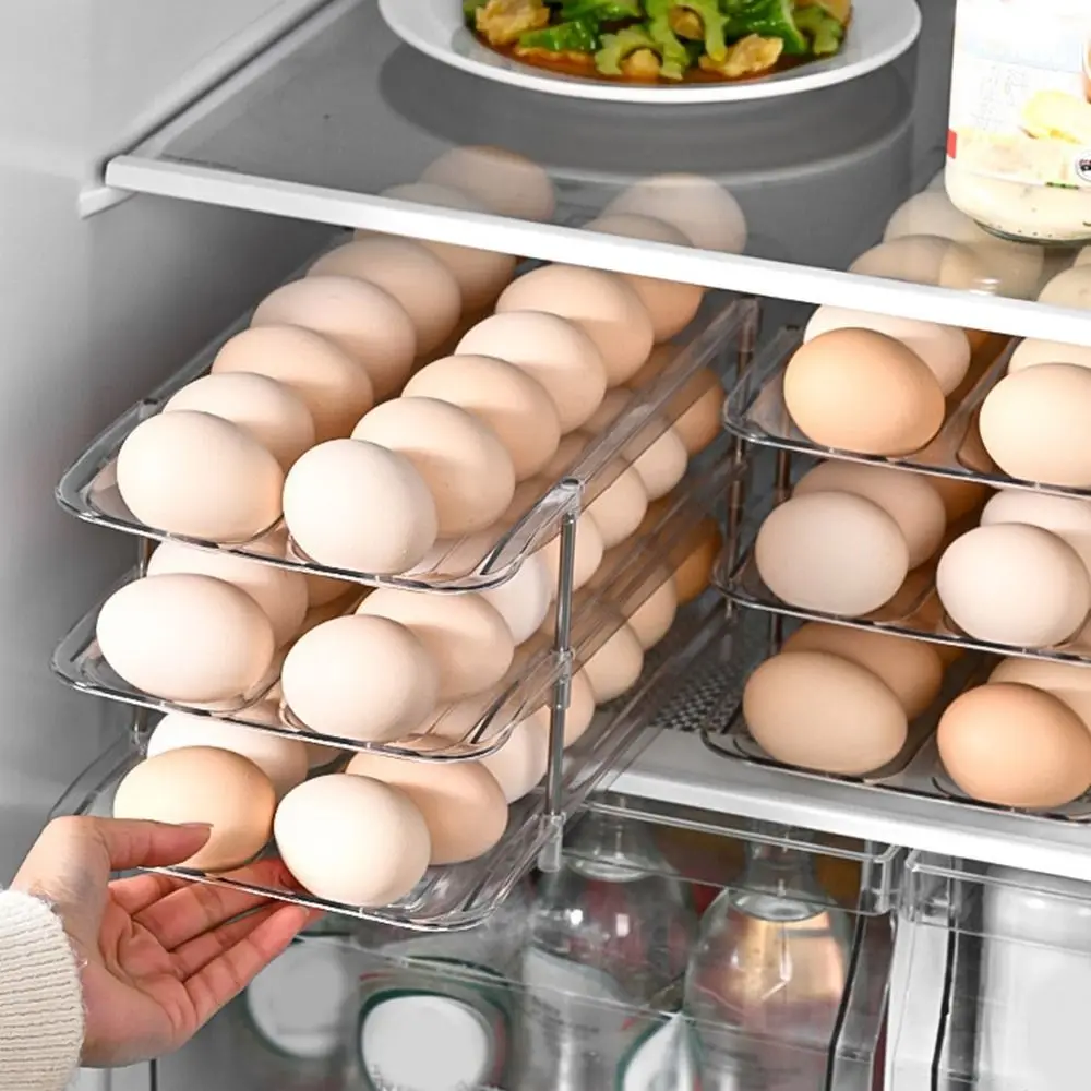 

Plastic Automatic Rolling Egg Container Transparent Stackable Egg Rolling Storage Box Large Capacity Dedicated