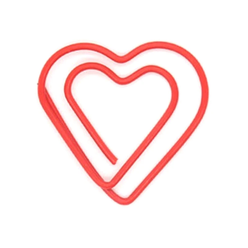 100Pieces Heart Paperclips Heart-shape Paper Clamps File Clips Book Page Divider
