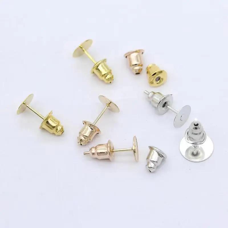 200pcs metal 6*5mm Classic Bullet Earring Backs Plug Ear Studs Back Stopper DIY Earring Backs Stoppers Accessories Supplies V140