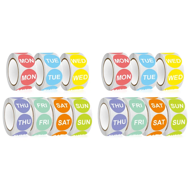 

Наклейка AM-7 Day Of The Week, 1-дюймовые круглые дневные точечные вращающиеся этикетки для пищевых продуктов - 500 шт. наклейки с датой для пищевых контейнеров (14 рулонов)