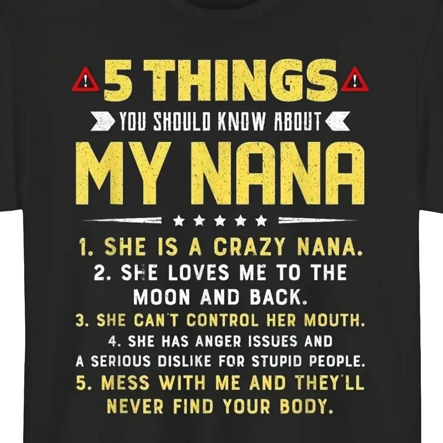 5 cosas que deberías saber sobre mi abuela Crazy Nana Loves Me to The Moon, camiseta minimalista de alta elasticidad para el día a día, informal R