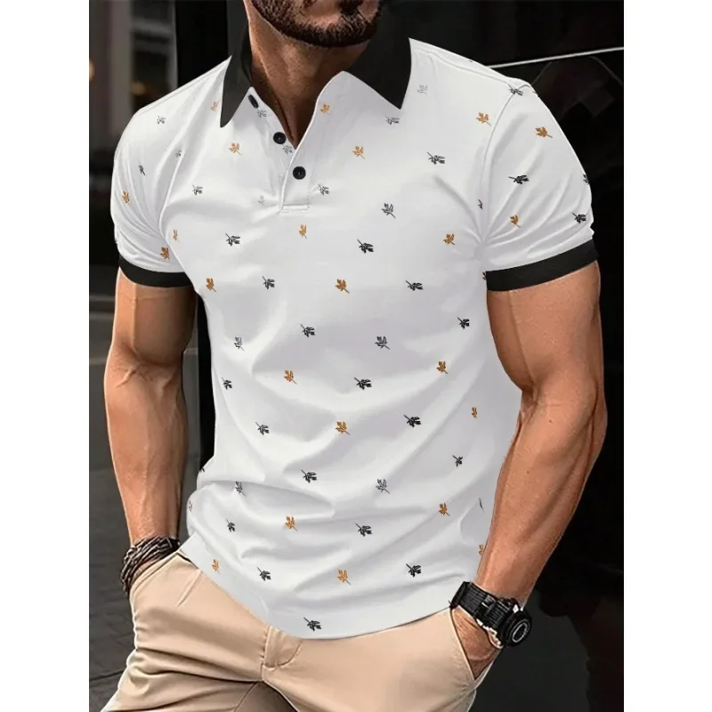 New Style 2024 Summer Men\'s Polo T-shirt Turn-down Collar High Quality Printed Short Sleeves Casual Breathable Tees