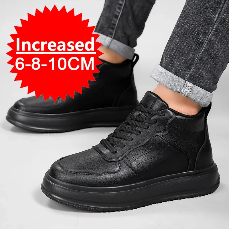 

New Men's Fashionable Mid-cut Sneakers Lightweight Breathable Thick-soled Height-increasing Shoes 10CM Men's Casual Sports Shoes