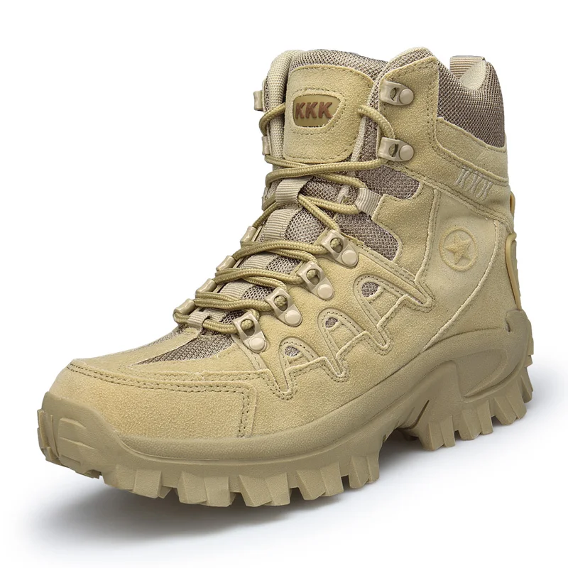 Botines militares para hombre, botas de combate tácticas de cuero genuino para exteriores, zapatos de seguridad para el trabajo, calzado informal