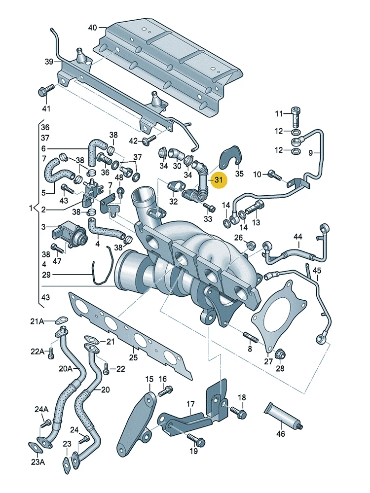 BOICY Engine Breather Vent Tube Exhaust Pipe Connecting Tube for Audi 2.0 A4/S4 Cabrio A6/S6 Avant quattro Exeo/ST 06D103213G