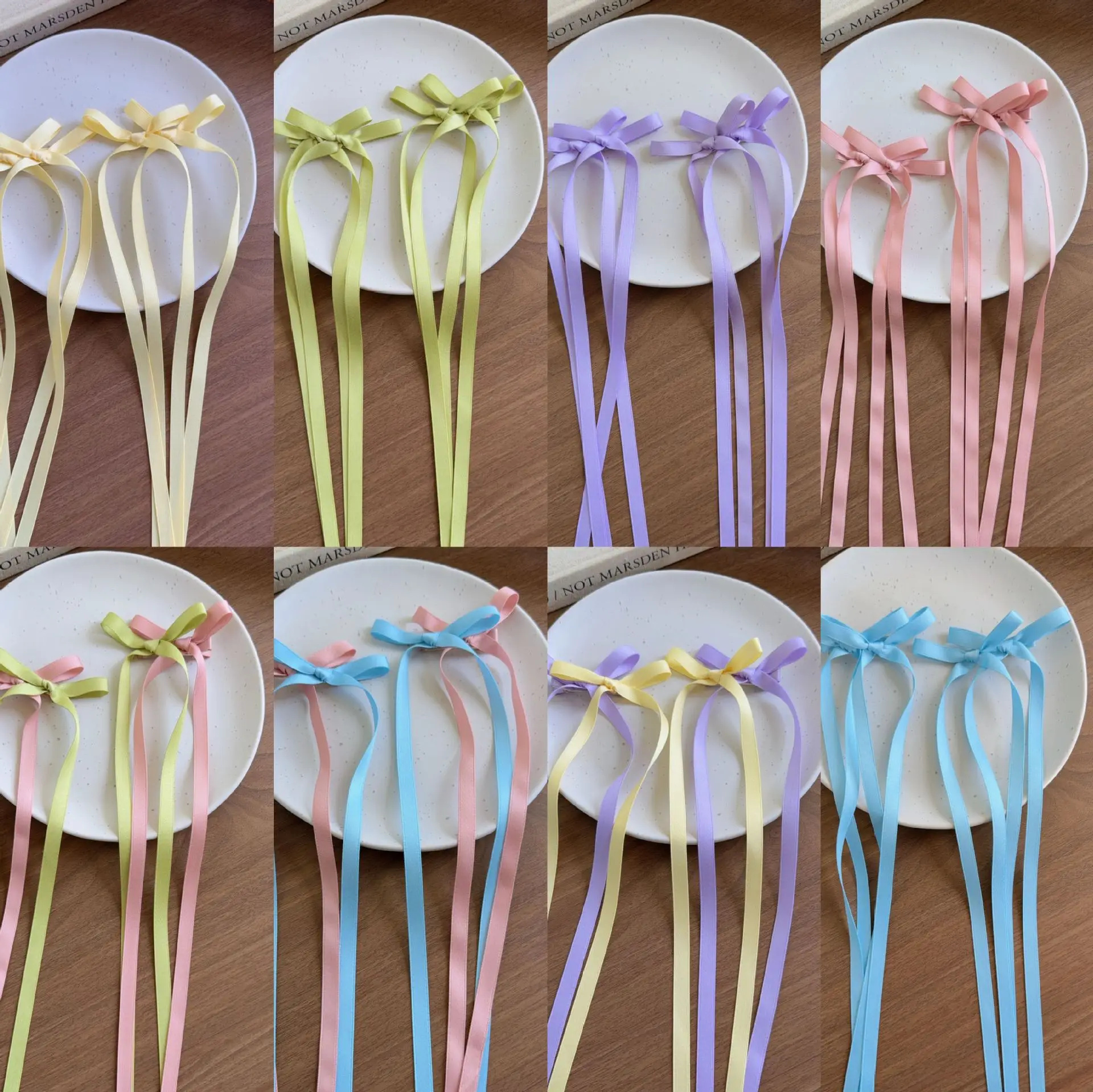 Hair Clips Ribbon Bow Colorful Braidable Streamer Non Slip Gentle Grip for Girls Kids Double Ponytail Daily Party Travel