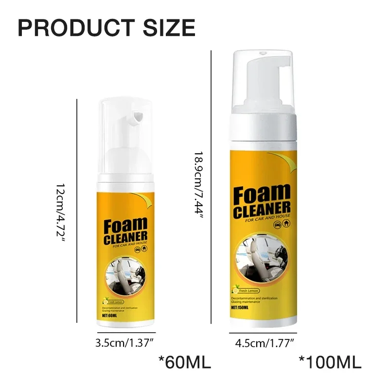 KMIND 150/60ML Multi-Purpose Foam Cleaner Spray Leather Cleaning Auto Home Surfaces Foam Cleaners for Car Wash Maintenance