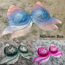 Super Beautiful Mermaid Bikini Silicone Bra Summer Swimming Free Diving Cosplay Mermaid Bra Oceanarium Bar Performance Clothing