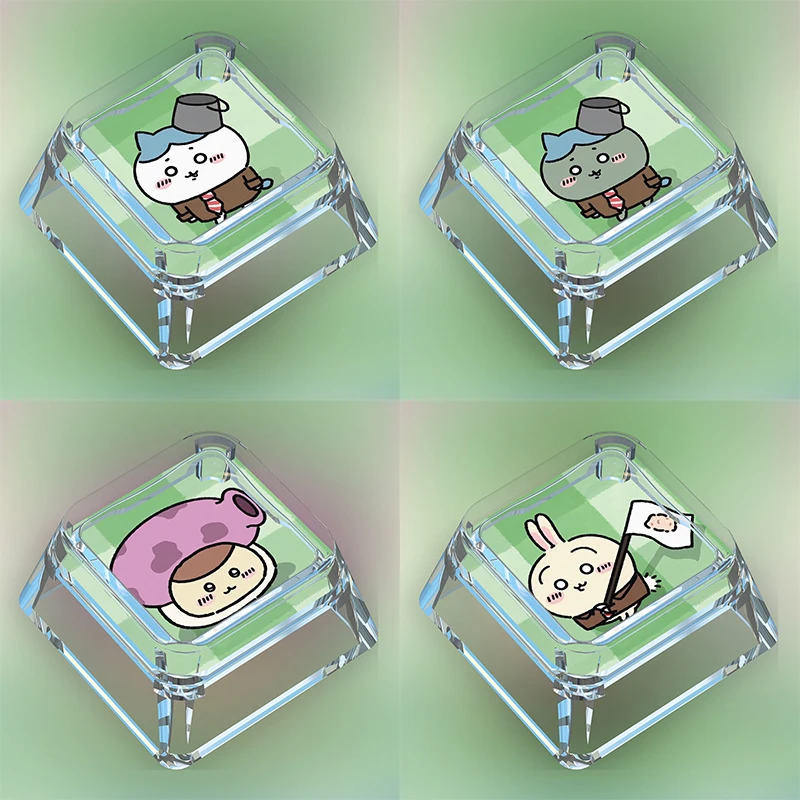 

In Stock Kawaii usagi Chiikawa Hachiware DIY keycap Original height Anime figure PBT material Keyboard accessories Gift