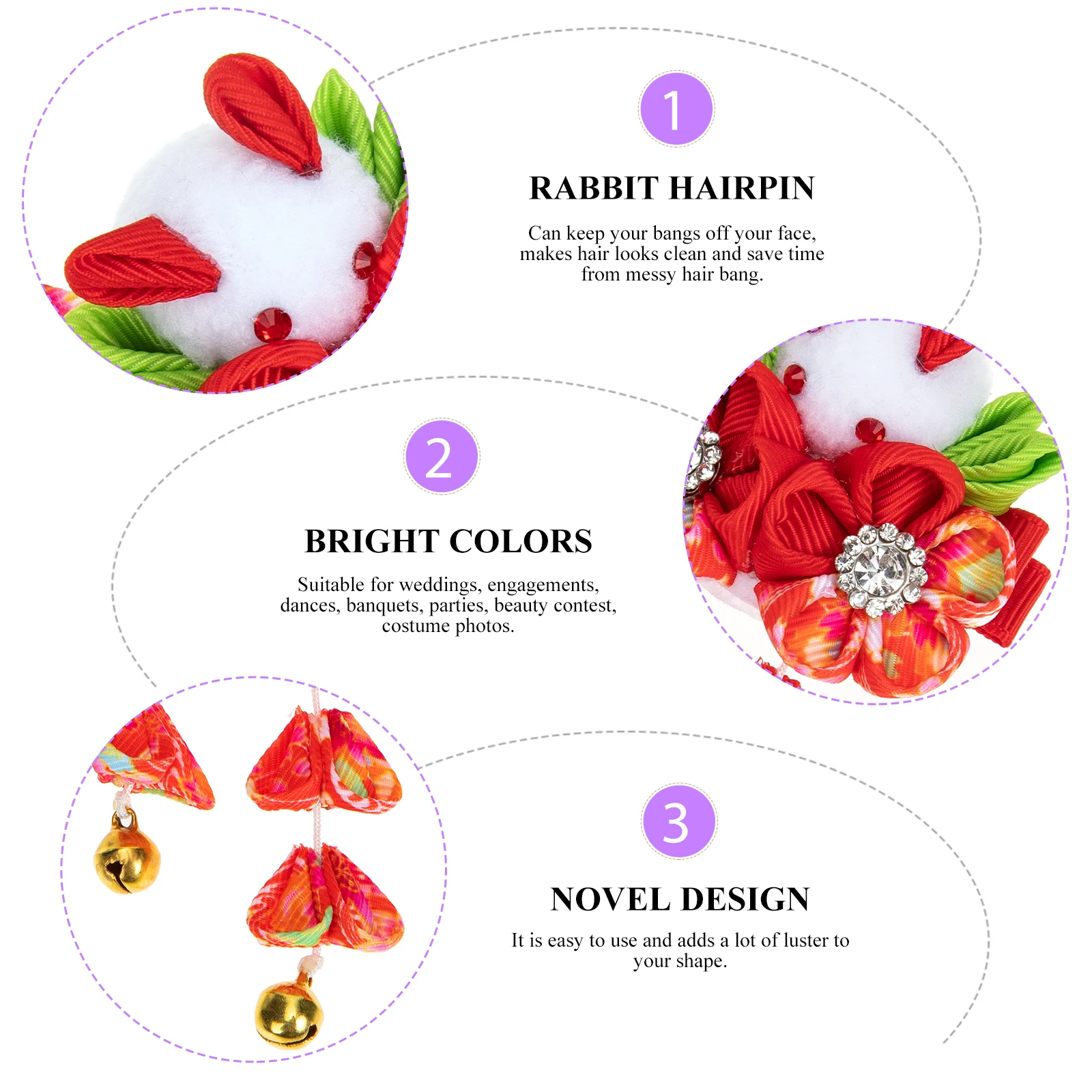 

Изысканная тканевая заколка для волос с кисточкой и цветком для девочек, декоративные свадебные аксессуары из пластика из сплава Hanfu, заколка для волос в виде кролика