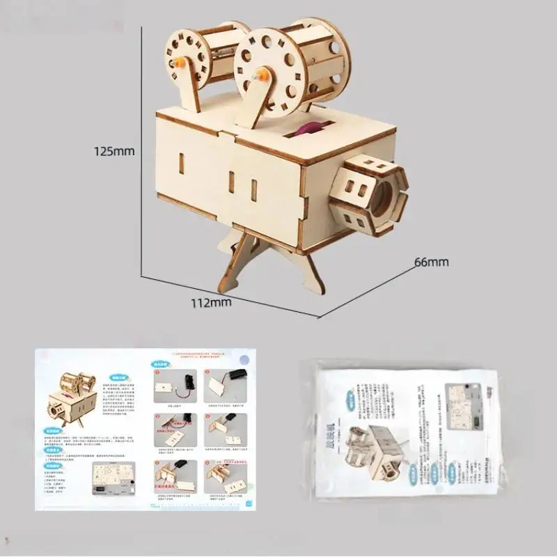1 Set Wooden Film Projector DIY Science Experiment Physical Model STEM Kit Handmade Assembly Craft Kids Educational Toy
