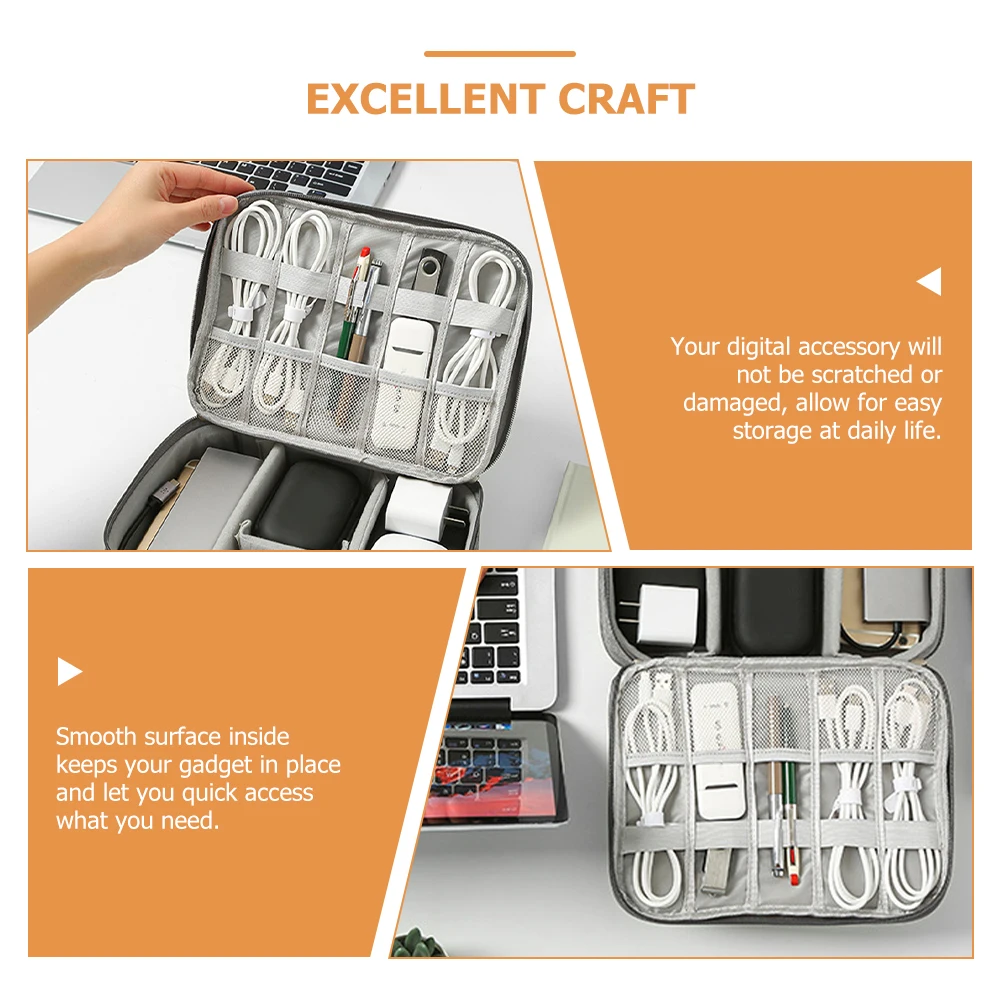 

Electronics Accessories Organizer Travel Cord Cable Storage Bag For Adapter Power Bank Compact Lightweight Zipper