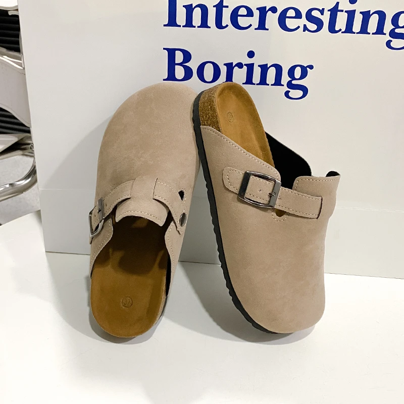 

New Women Clogs Mules Women Fashion Cork Suede Mules Slipper Classic Cork Antislip for Outdoor Slippers with Arch Support