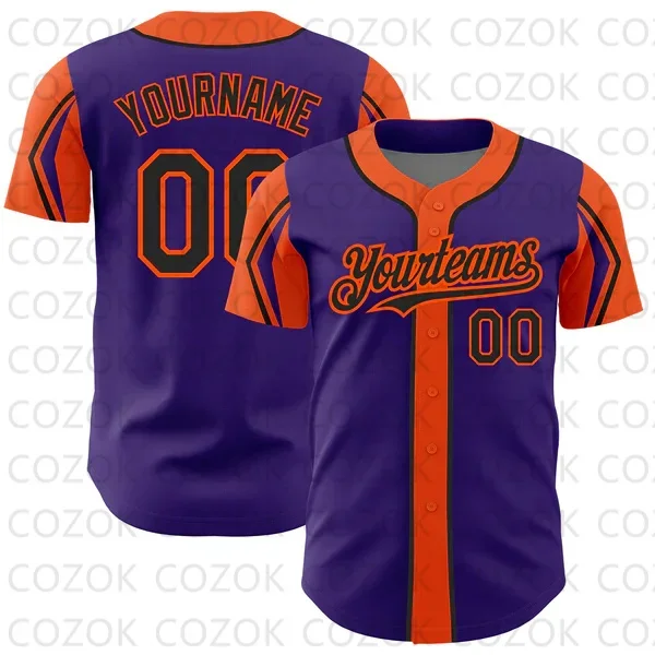 Custom Paarse Serie Patroon Honkbal Jersey Mannen En Vrouwen Shirt 3d Bedrukt Shirt Team Shirts Hiphop Unisex Tops