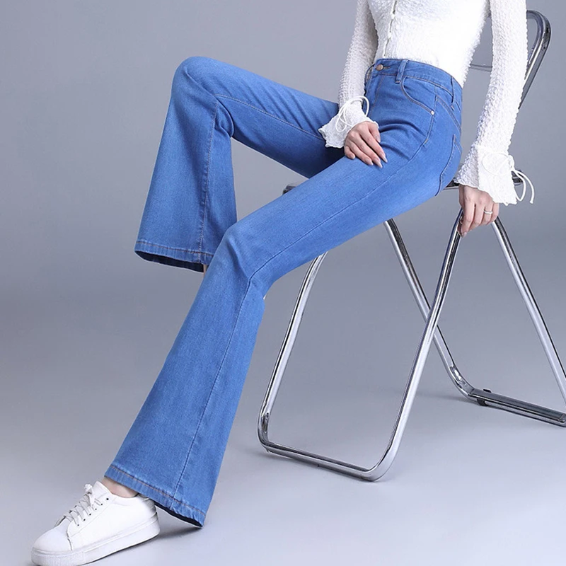 Skinny High Waist Flare Vaqueros Strecth Pantalones Casual Elegant Slim Boot Cut Jeans Classic Streetwear Women Denim Pants