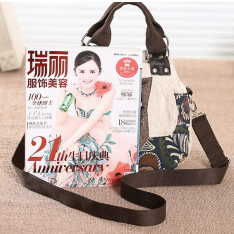 GAGACIA New Chinese Style Canvas Women Shoulder Bag Retro Ethnic Wind Messenger Handbag Lady Large Capacity Casual Crossbody Bag