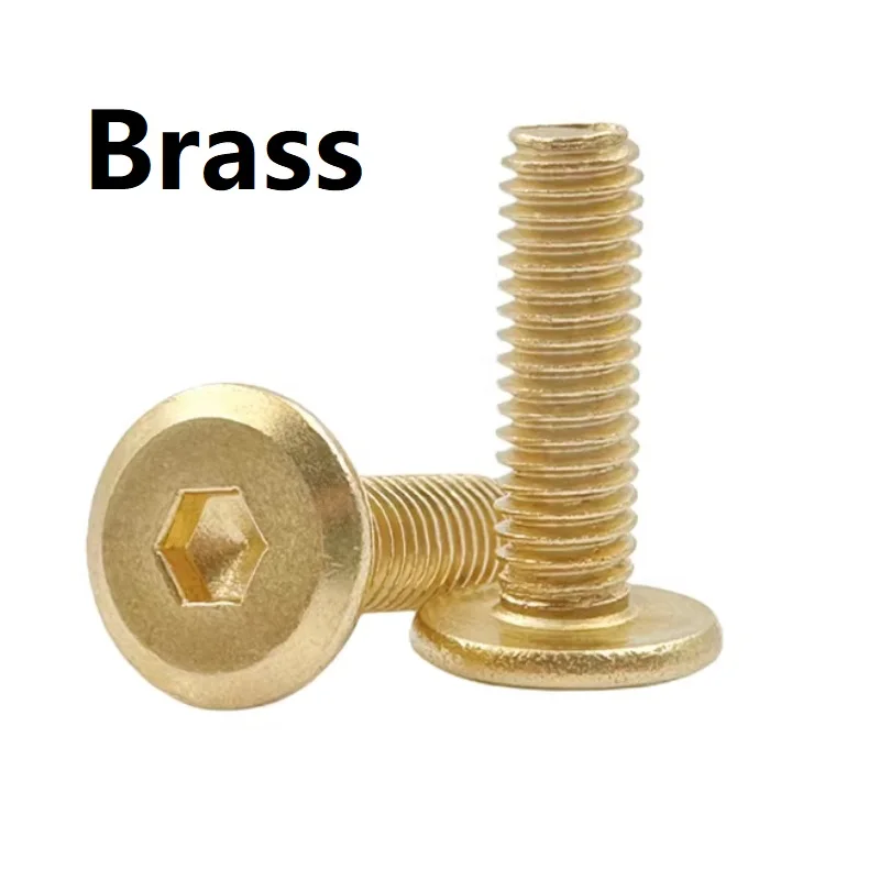 Brass countersunk flat head hexagon furniture machine screw; Phillips half-counter sunk head screw; Dacro American standard bolt