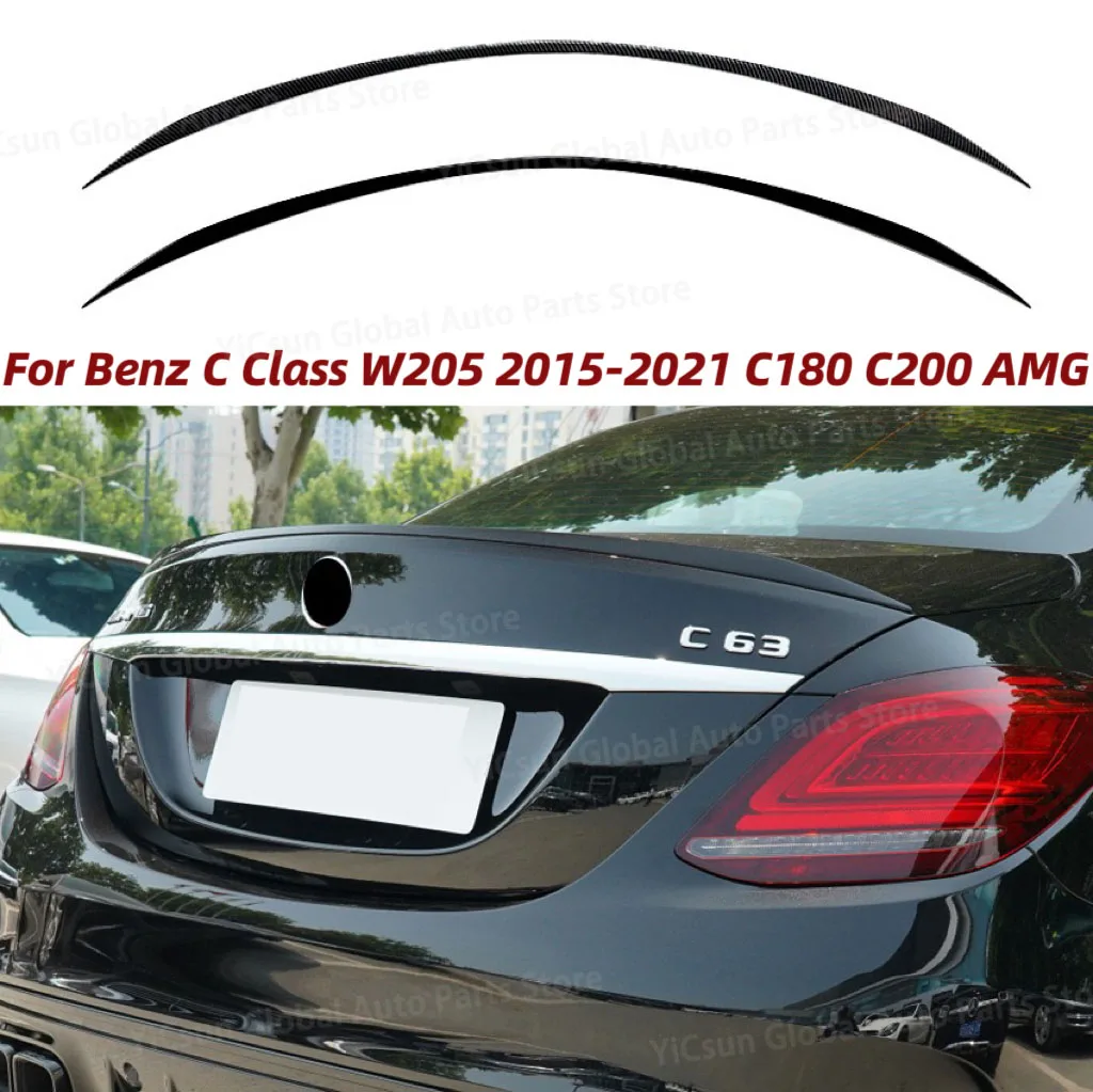 For Mercedes Benz C Class W205 2015-2021 C180 C200 C260 C43 C63 AMG Sedan 4-Door Rear Trunk Lid Spoiler Wing Splitter Lip Kit