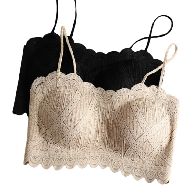 KUCLUT Seamless lace backrest lingerie one-piece with chest pads and a strapless ice silk strappy bra wrapped around the chest