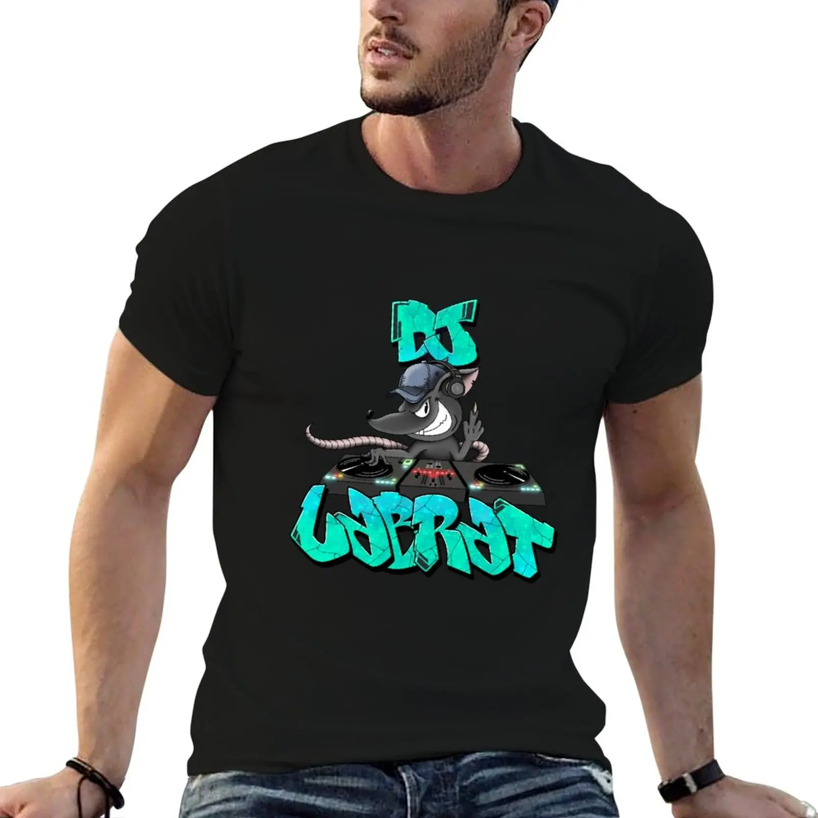 DJ LabRat (Turntables - Cyan) T-Shirt vintage t shirts sublime plus size clothes oversized t shirt shirts men