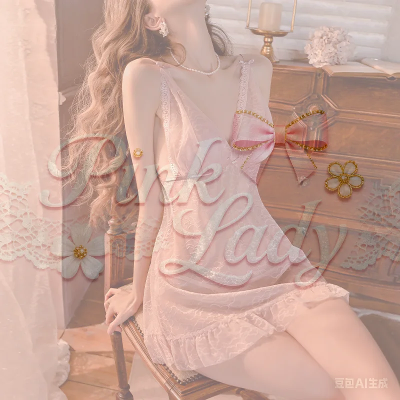 

Сексуальное женское белье, подтяжки, кружевная ночная рубашка с v-образным вырезом, прозрачная пижама Pure Desire