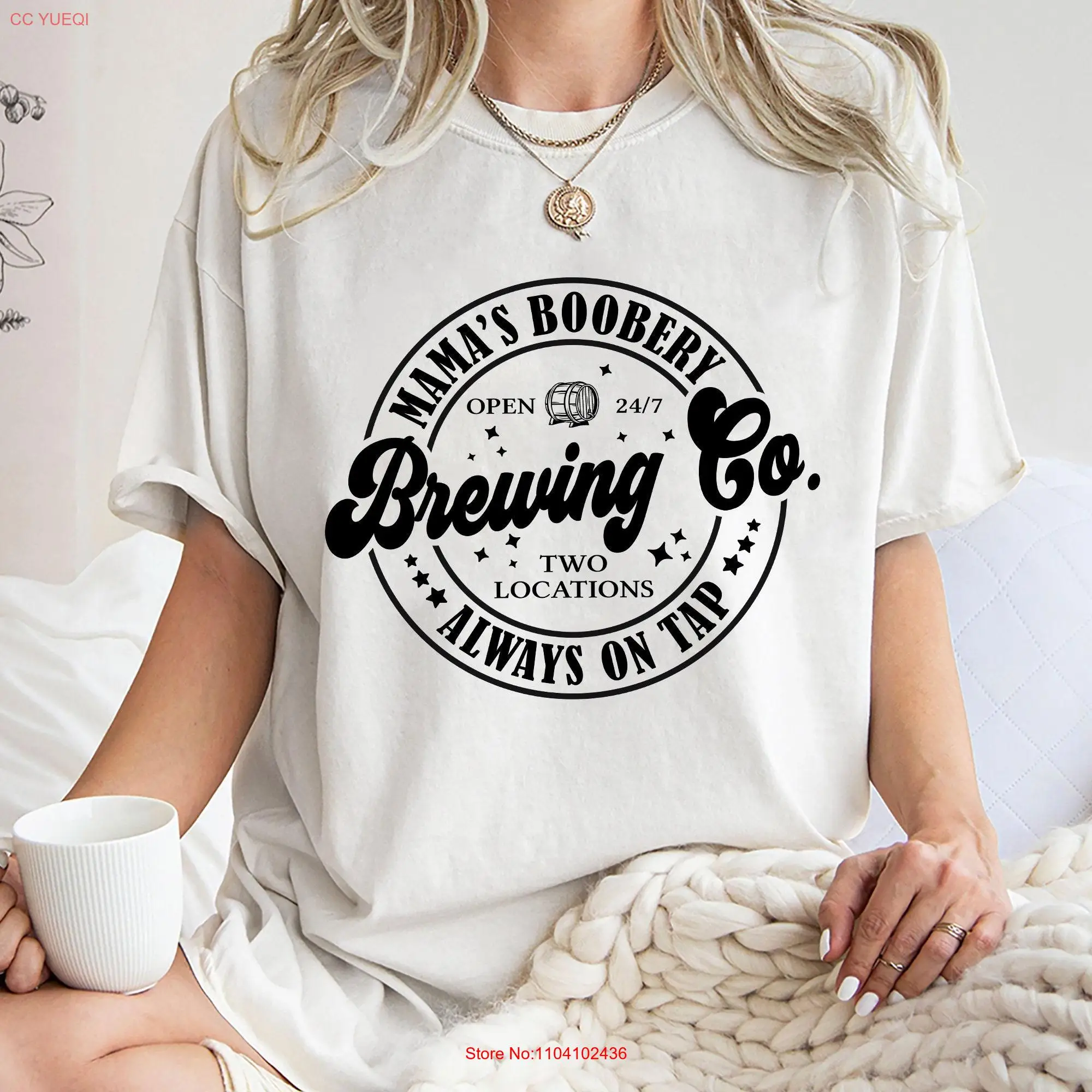 Mamas Boobery Brewing Co Alway On Tap T Shirt Mothers Day SweaT New Mom Sweater Pullover  long or short sleeves