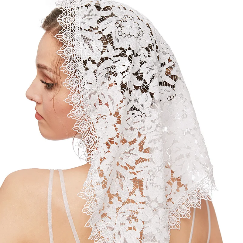 Lace Church Catholic Chapel Veils Mantilla Latin Mass Christian Veil Head Covering Muslim Spanish Shawl Wrap Wedding Bride Veil