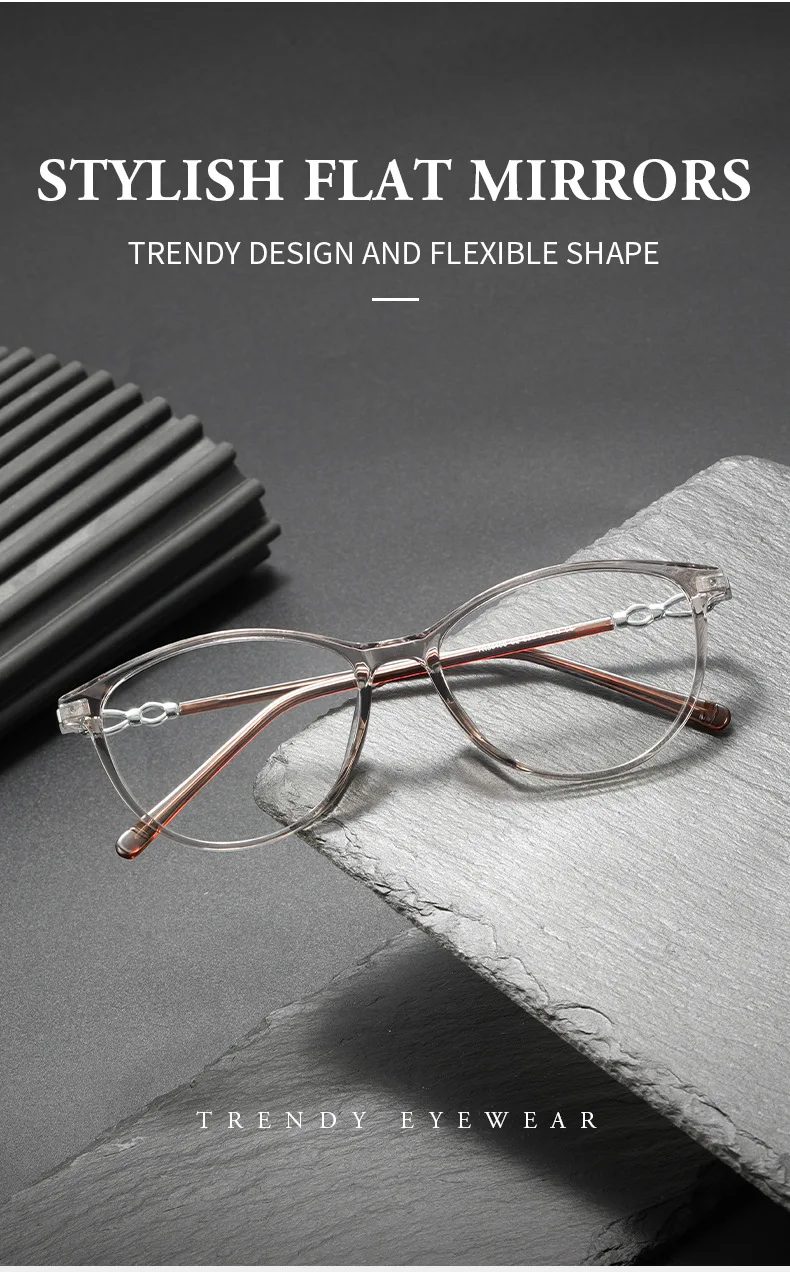 Neue Modische Markendesign Retro Katzenaugen-Rahmen Kurzsichtigkeits-Brille mit Sehstärke Photochromatisch Anti-Blaulicht Damen Astigmatismus-Brillen – Detail 4