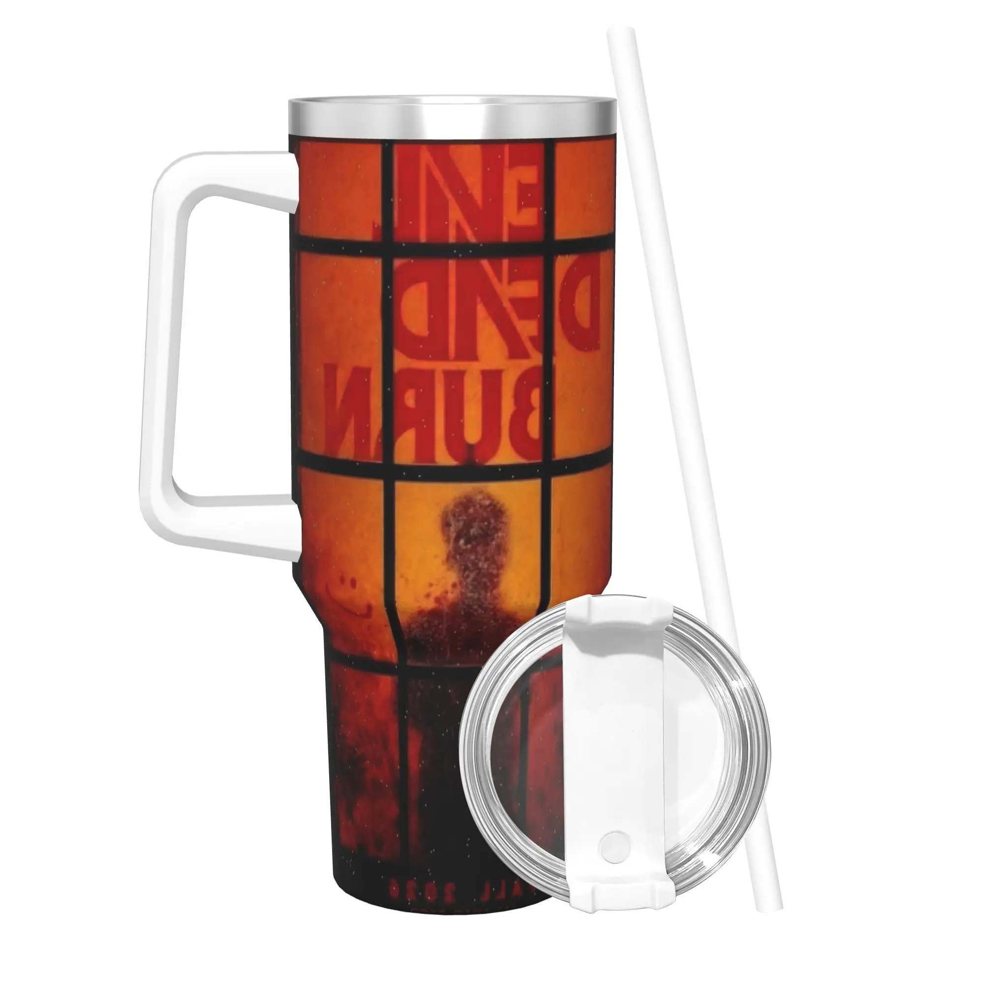 Evil Dead Burn Tumbler With Straw  Stainless Steel Tumblers Cup Double Wall Vacuum Insulated for Cold Or Hot 40oz
