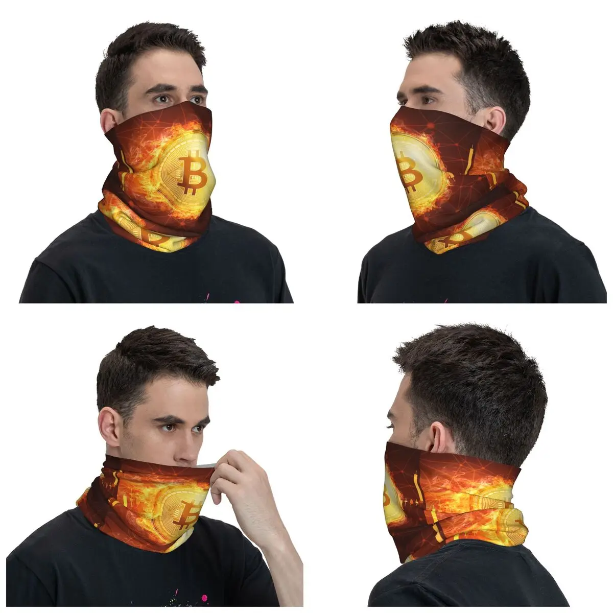 Custom Bitcoin Coin Bandana Neck Gaiter UV Protection Face Scarf Cover Men Women Btc Crypto Currency Headwear Tube Balaclava