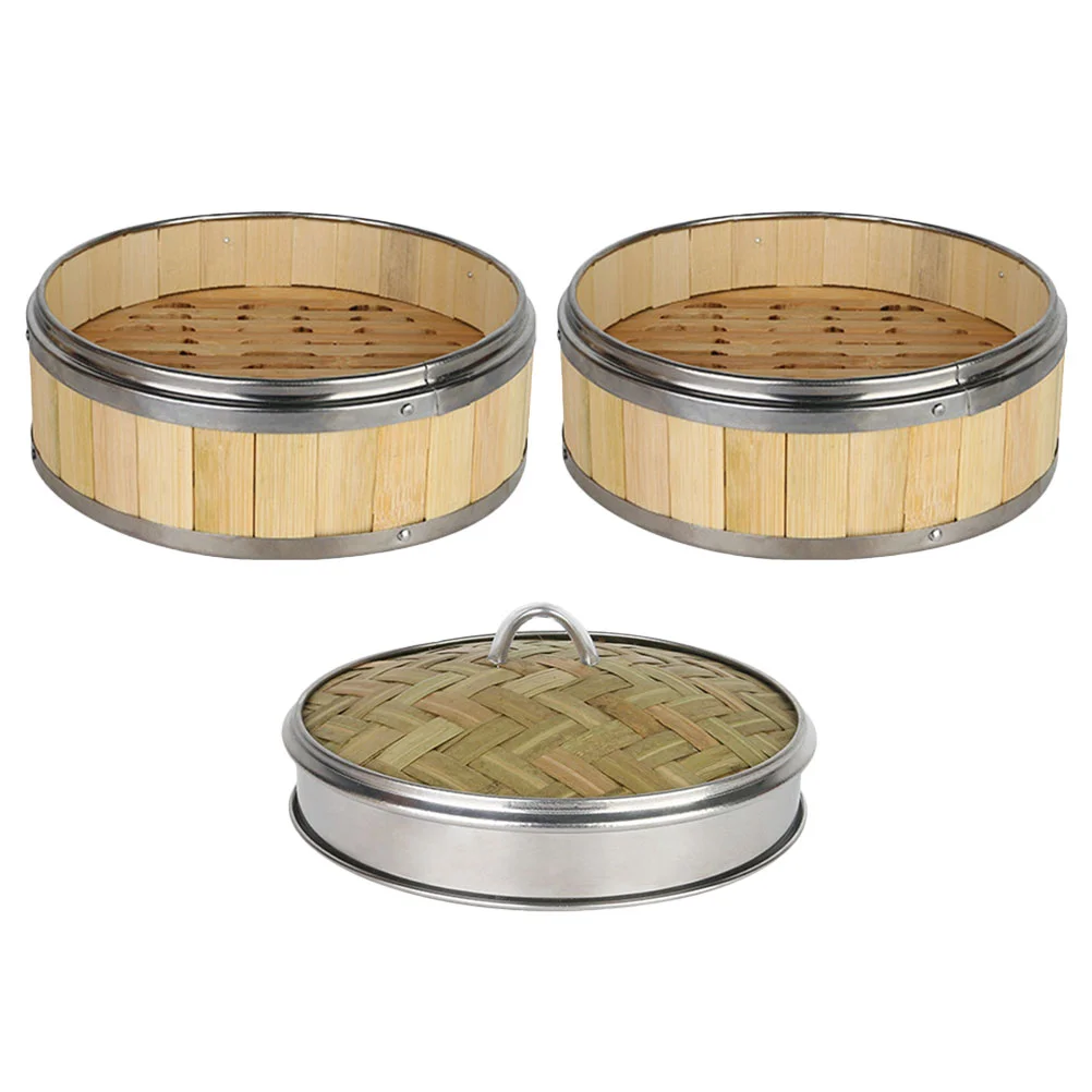 Long Bao Steamer Bamboo Basket Kitchen Dim Sum Vegetable Hair 10 Inch Steamed Bun Dumplings for Food