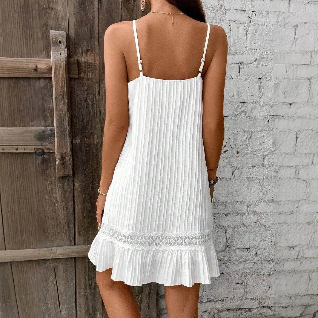 

White Lace Button Strap Dr Beach Feel Small Size Cross-Border Women's Clothing Svel Autumn Season China Origin