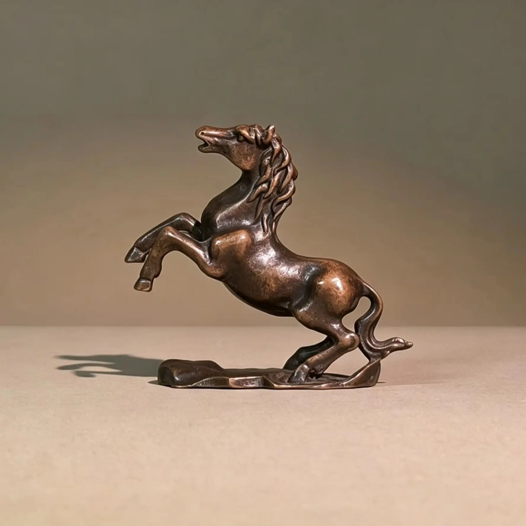 Exquisite Vintage Pure Copper Chinese Zodiac Horse Ornament, Desktop Decor for Study & Home, Ideal Gift
