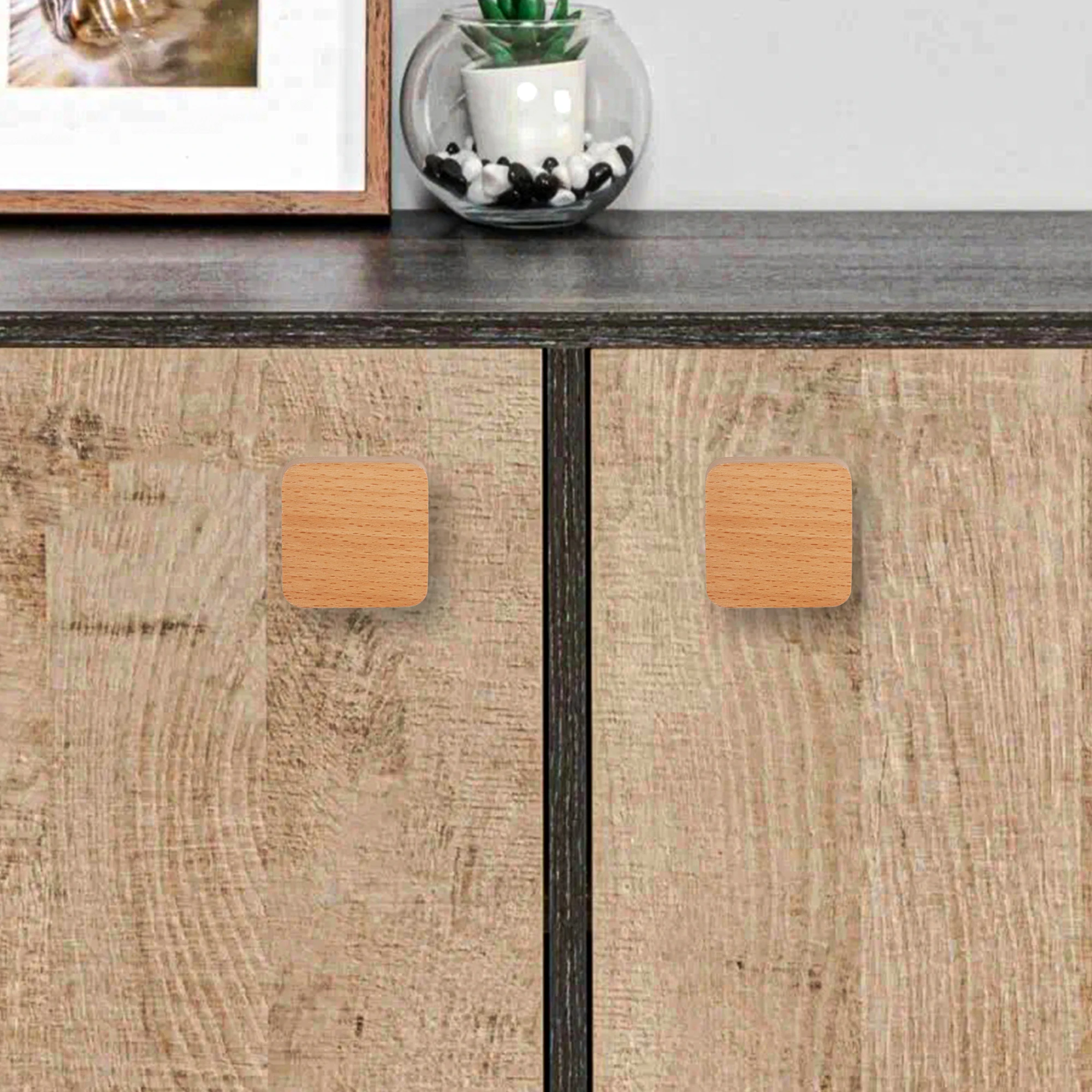 Round Wooden Cabinet Knobs Wood cupboard Furniture Wardrobe Drawer Pulls Handles with Screws for Wardrobe Dresser Closet