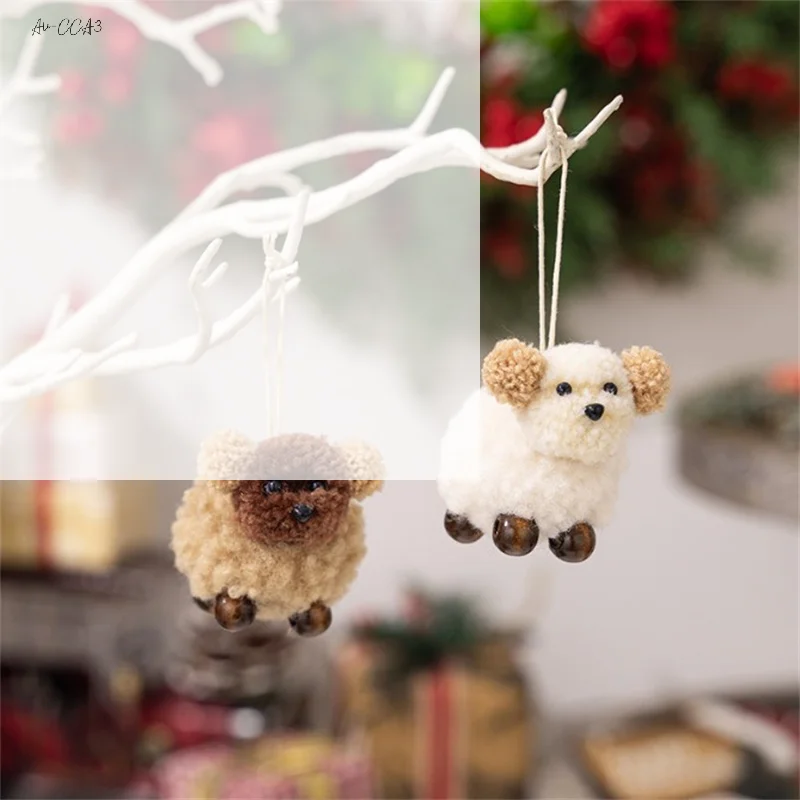 Felt Puppy Pendant Cute Plush Hanging Ornament Set For Christmas Tree Backpack Pendants Creative Holiday Key Rings Gift