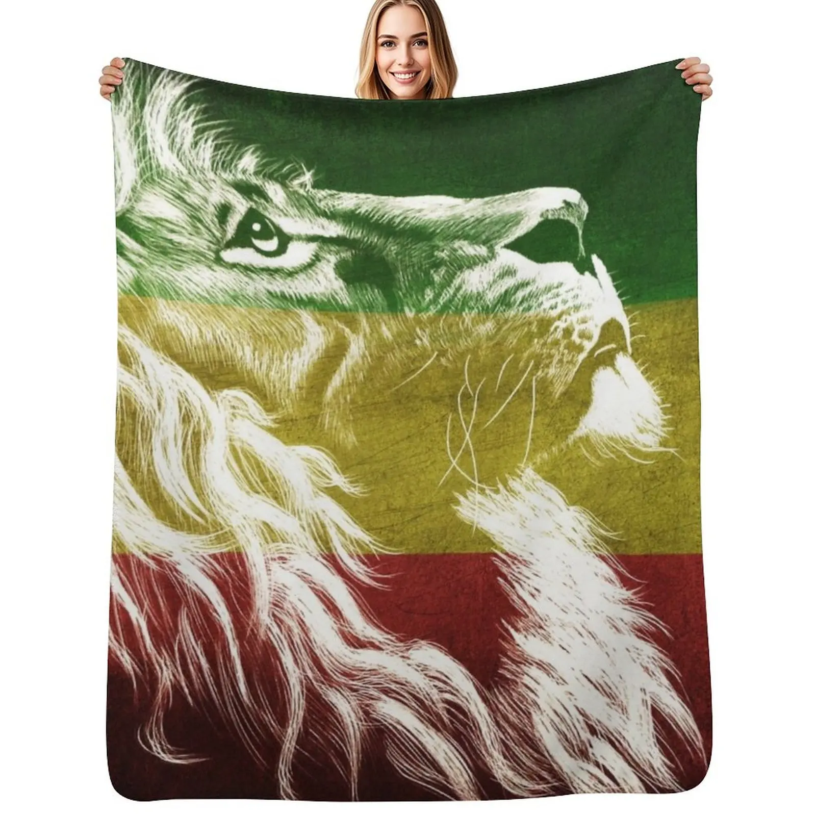 Manta de lujo con diseño de León Rastafari, Rey de Judá, para niños, para invierno, mantas individuales de pelo suave