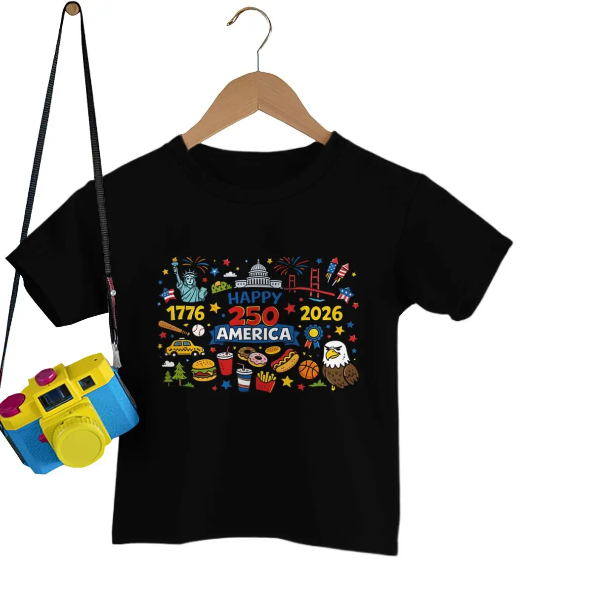 4th of July Shirts for Girl Boy USA 250th Anniversary T-Shirts Happy 250 America 1776-2026 Kids T-Shirt Independence Day Clothes