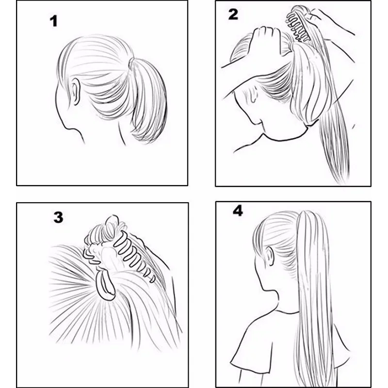 Extensiones de Cabello Sintético Largo Liso de 24 Pulgadas con Clip de Cola de Caballo, Resistentes al Calor, Rubio y Negro para Mujer 5