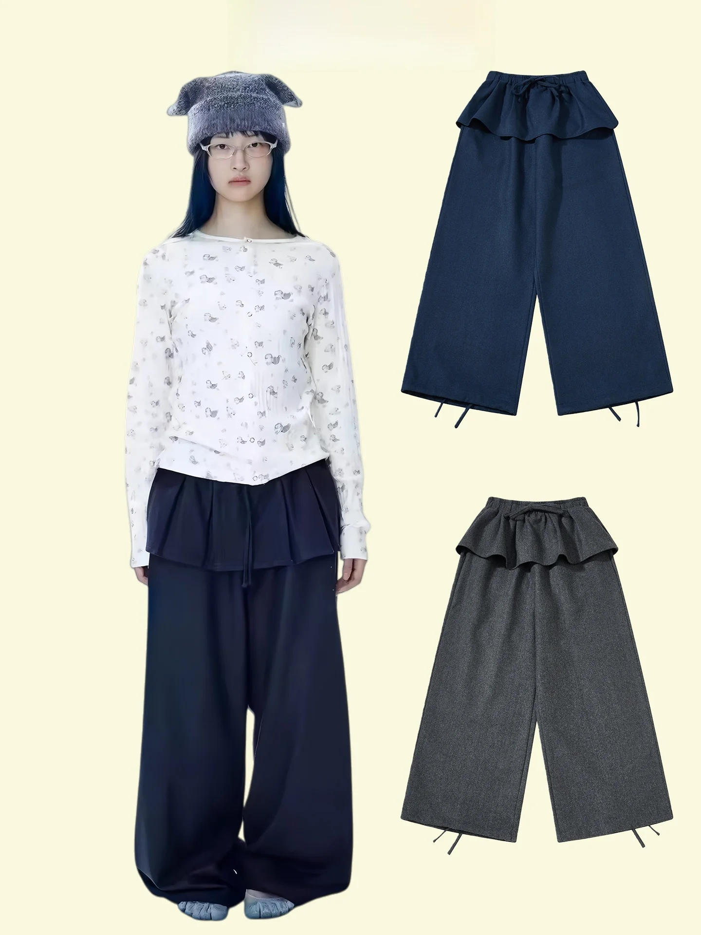 

Брюки-юбка Coyseio Le: повседневные, с высокой талией, прямые, из хлопка, с эффектом похудения, для работы и прогулок, весенняя коллекция