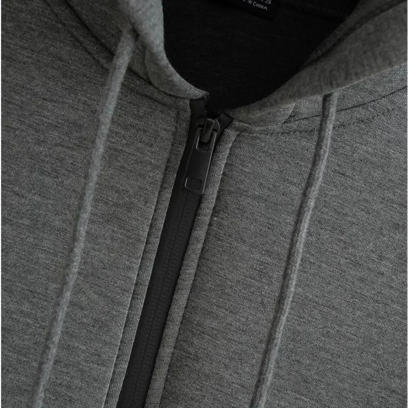 Women Fashion Casual Zipper Hoodie Jackets 2025 Spring Vintage Street Solid Long Sleeve Pockets Loose Outerwear Top Casual Coats