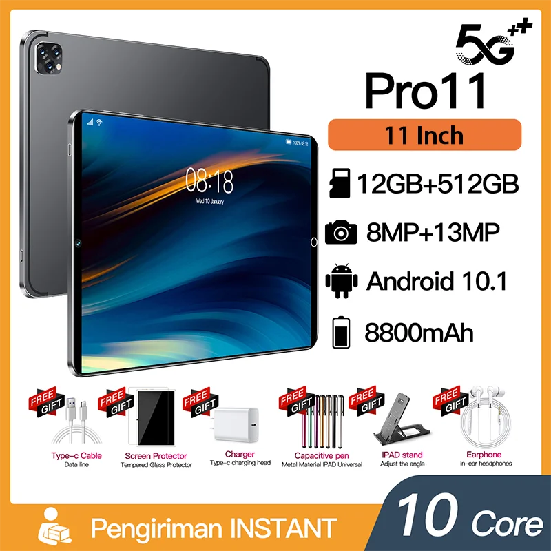 

2024 Original 11 inch Pad 11Pro Tablet PC 12+512GB 8800mA Android 10.1 MTK6797 Bluetooth 5G Dual SIM Card GPS FM Wifi Google