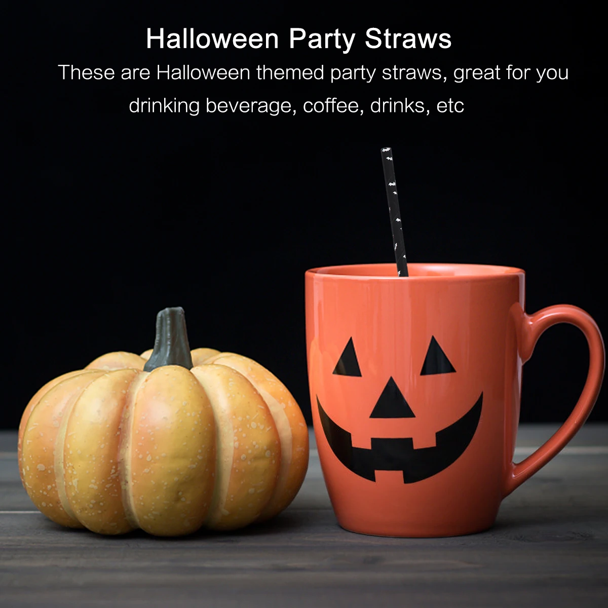 

50 pcs Spider Pattern Paper Straws for Halloween Party Eco Friendly Thick Durable Drinking Straws Bottles Cups Ghost Festival
