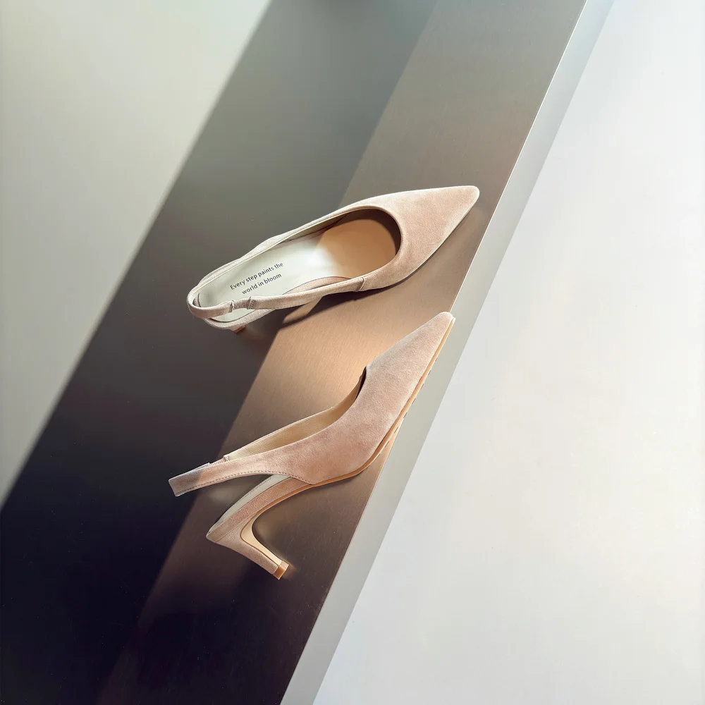 ESVEVA 2026 Fashion Spring Sheep Suede Women Pumps Shoes Sexy Slingback High Heels Sexy Summer Sandals Shoes Party Dress 34-40 image 4