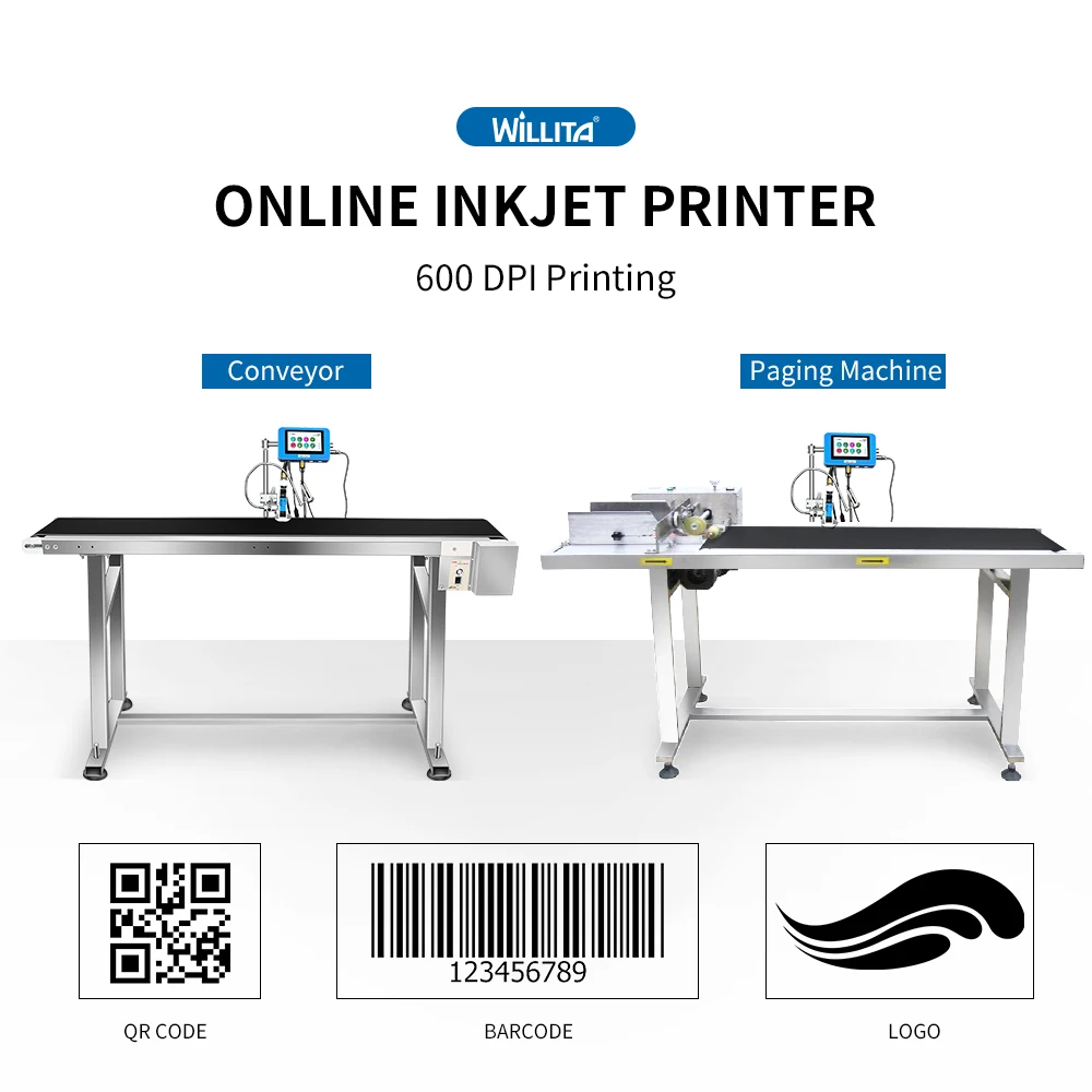 Automatic Online TIJ Thermal Inkjet Coding Machine For Plastic Bag Bottle Logo Color Printer Date Batch Code Lot Number Printing