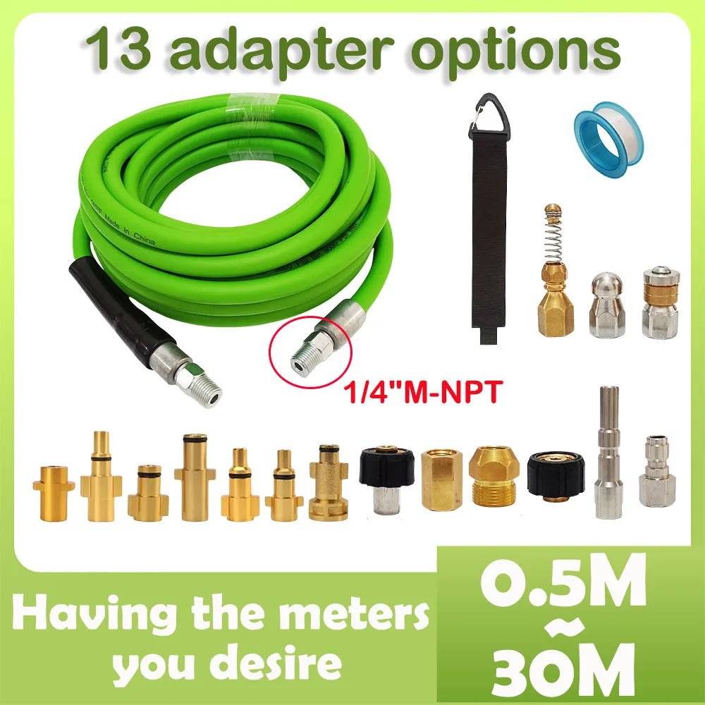 

0.5~30M High Pressure Sewage Pipe Super Flexible Sewer Drain Water Cleaning Hose Sewage Dredging Jet Hose Drain Jetting Kit