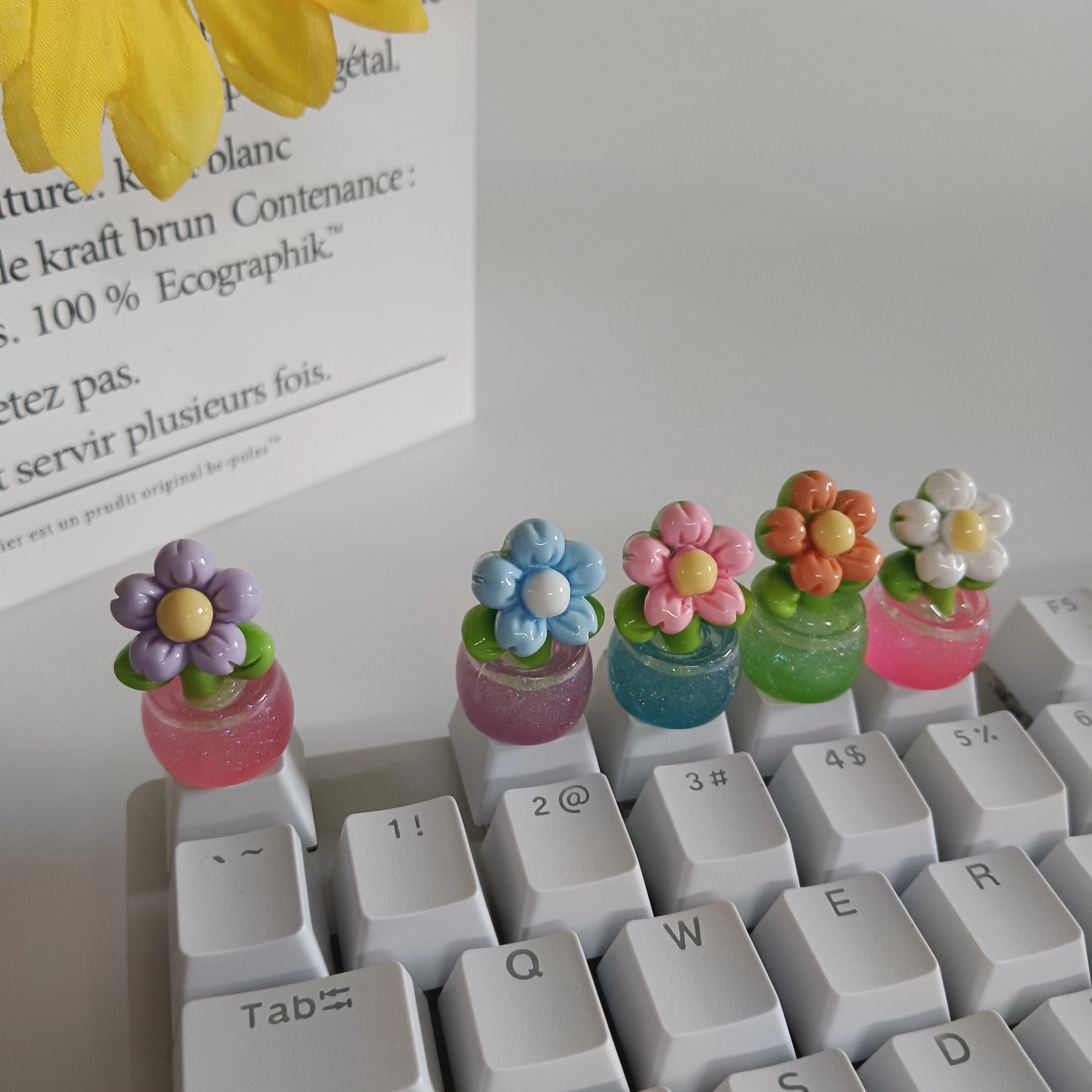 New Vase Flower Keycaps Customization DIY Cross Axis Mechanical Keyboard Keycap Decoration Accessories